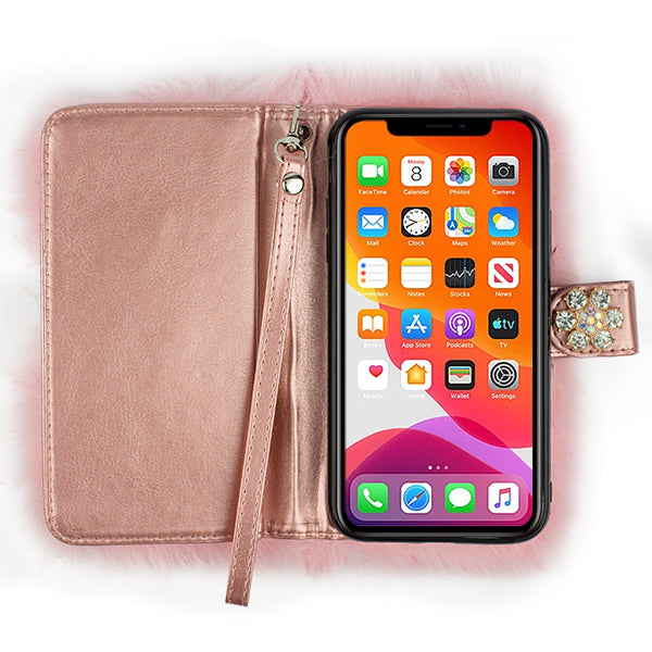 Fur Wallet Detachable Light Pink Iphone 11