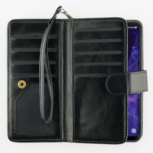 Handmade Black Bling Wallet Detachable Samsung S9