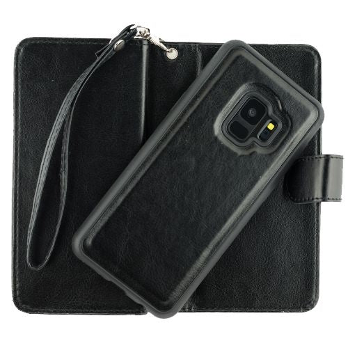 Handmade Black Bling Wallet Detachable Samsung S9