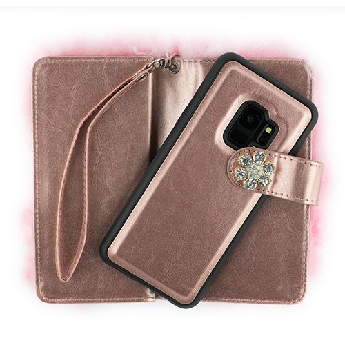 Fur Detachable Wallet Light Pink Samsung S9 Plus - Bling Cases.com