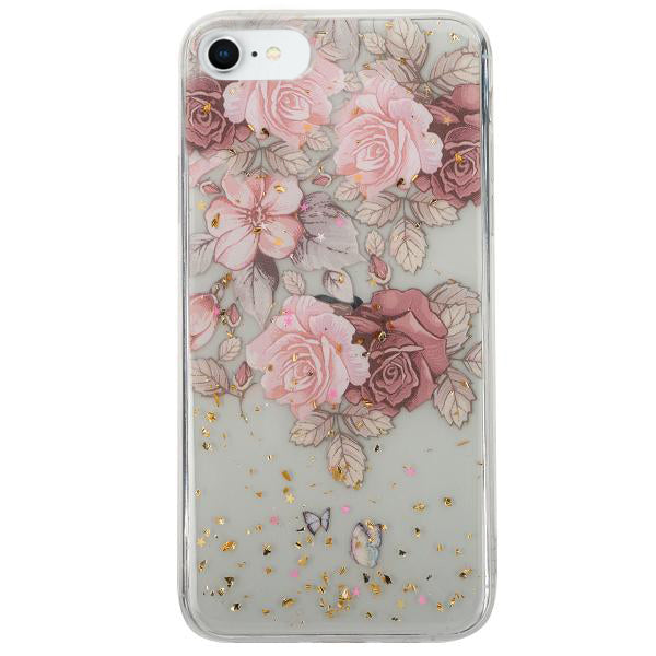 Pink Flowers Gold Flakes Case Iphone 7/8 SE 2020