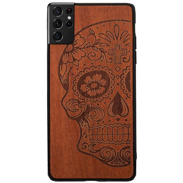 Real Wood Skull Samsung S21 Ultra