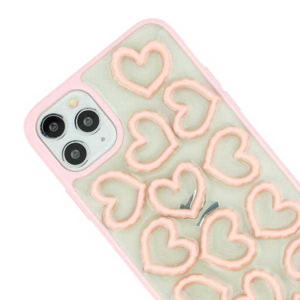 3D Hearts Pink Case Iphone 12/12 Pro