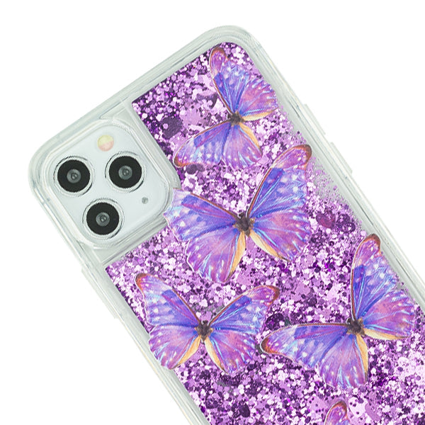Butterflies Purple Liquid Case Iphone 11 Pro