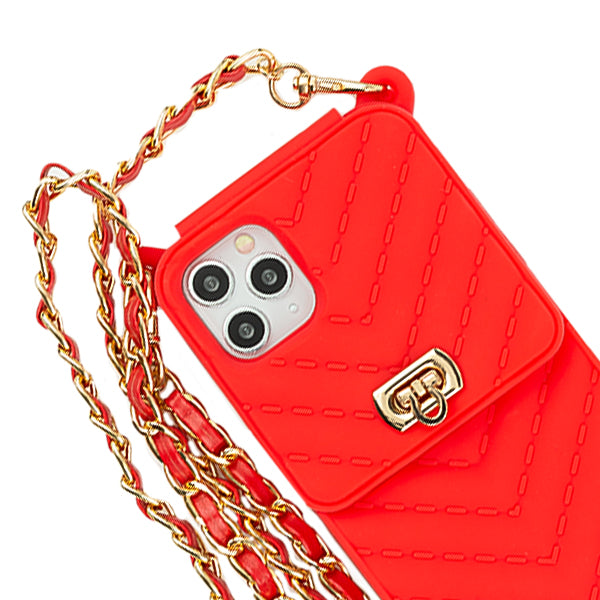 CrossBody Silicone Pouch Red Iphone 11 Pro Max