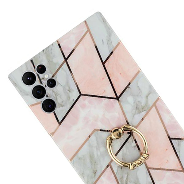 Marble Pink White Samsung S22 Ultra