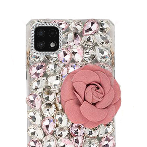 Handmade Bling Pink Flower Case Samsung A22 5G