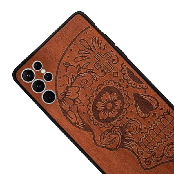 Real Wood Skull Samsung S22 Ultra