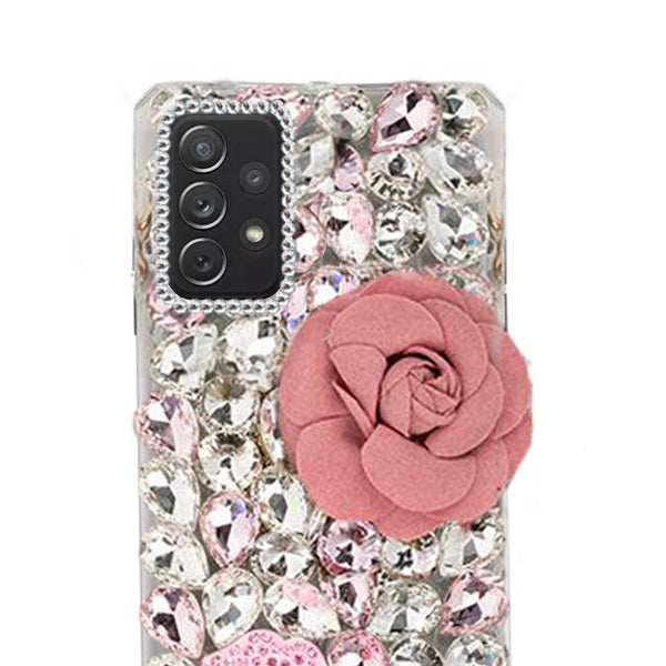 Handmade Bling Pink Flower Case Samsung A72 5G