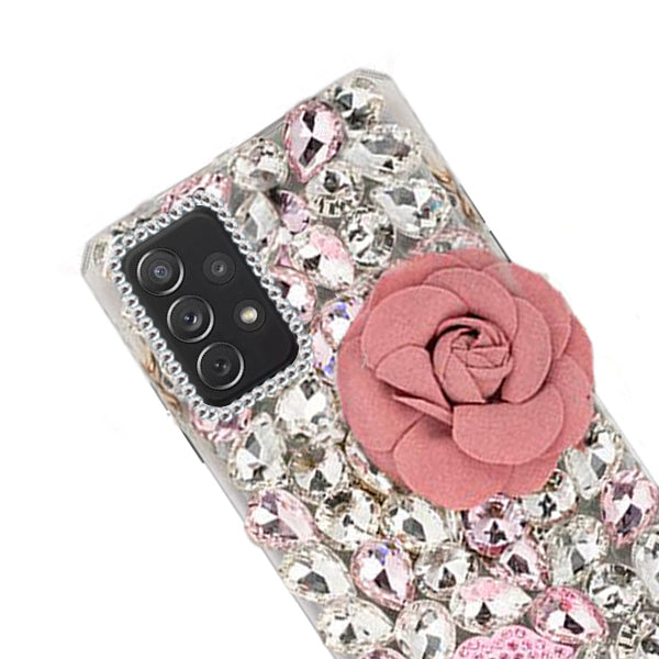 Handmade Bling Pink Flower Case Samsung A72 5G
