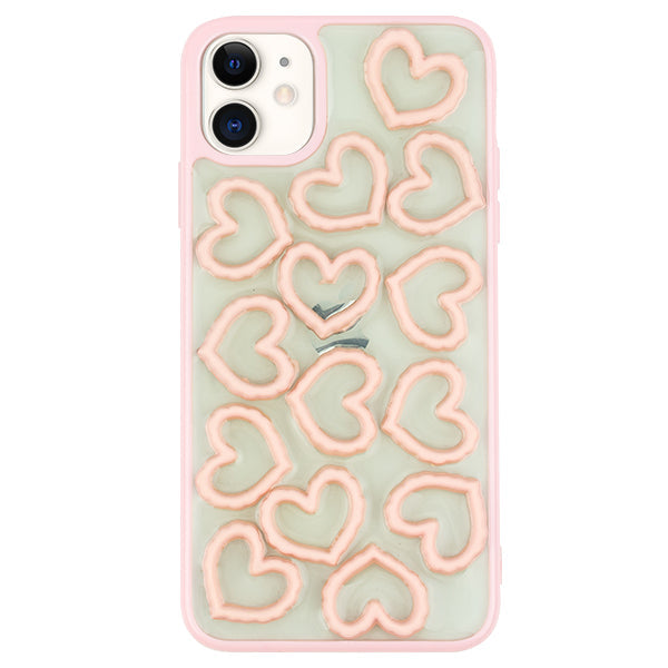 3D Hearts Pink Case Iphone 12 Mini