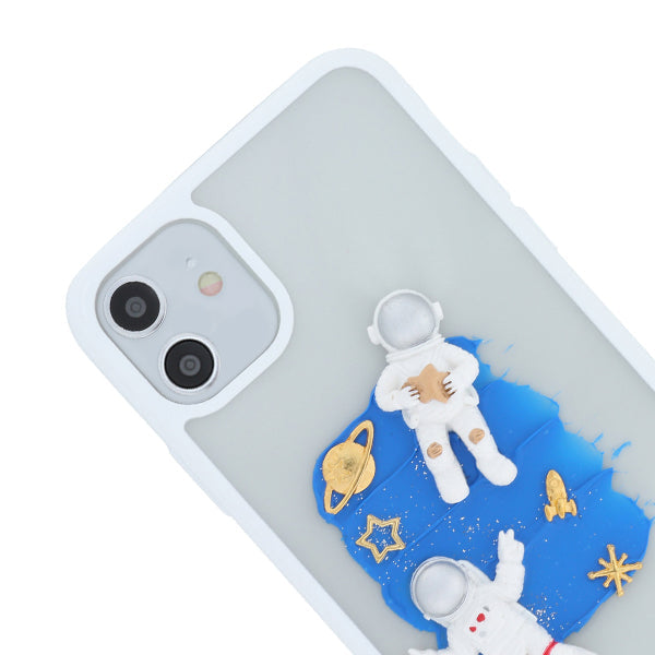 Astronauts 3d Sky White border Case Iphone 11