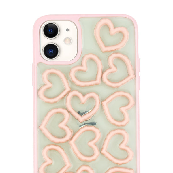 3D Hearts Pink Case Iphone 11