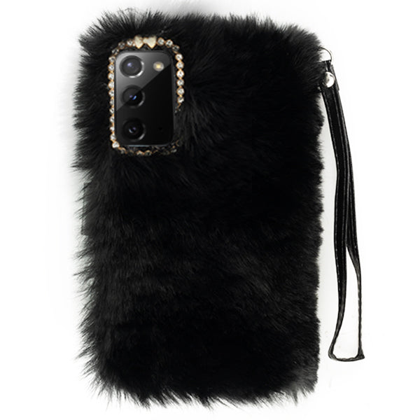 Fur Detachable Wallet Black Samsung Note 20