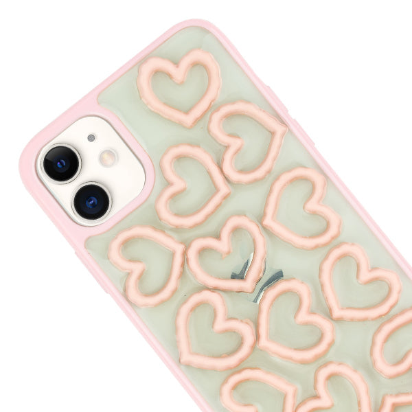 3D Hearts Pink Case Iphone 12 Mini