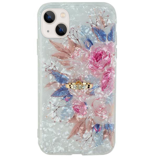 Flowers Pink Blue Ring Skin Iphone 13