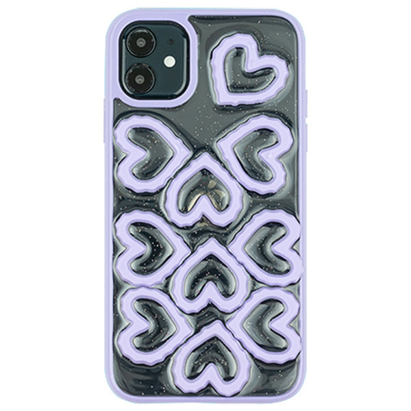 3D Hearts Purple Case Iphone 11 Mini