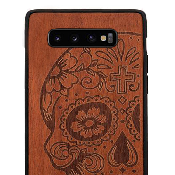 Real Wood Skull Samsung S10 Plus