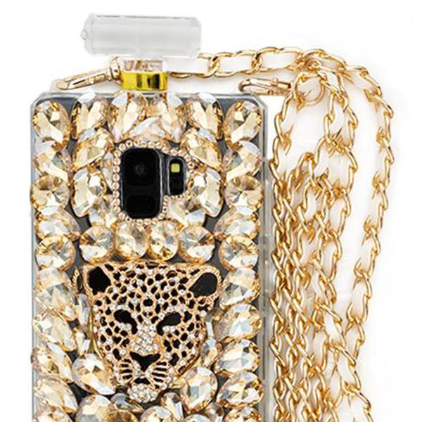 Handmade Cheetah Gold Bling Bottle Samsung S9