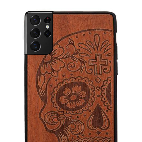 Real Wood Skull Samsung S21 Ultra