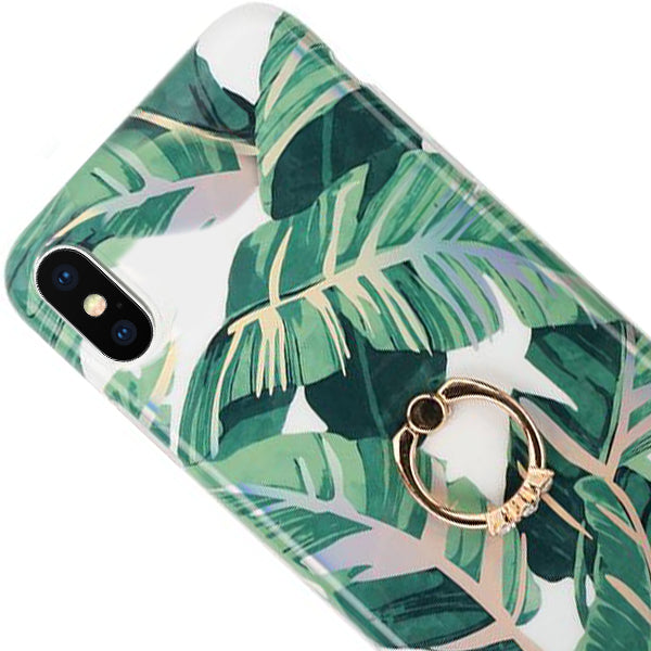 Green Leaves Ring Case Iphone XS MAX