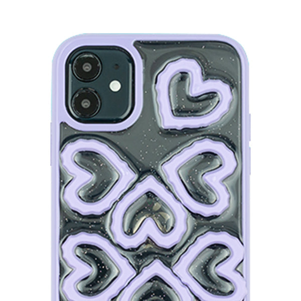 3D Hearts Purple Case Iphone 11