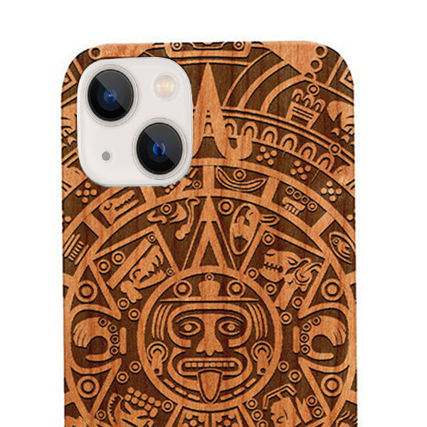 Mayan Calendar Aztec Wood Case Iphone 13