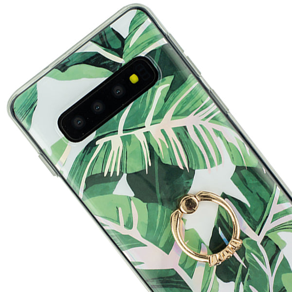 Green Leaves Ring Holder Case Samsung S10