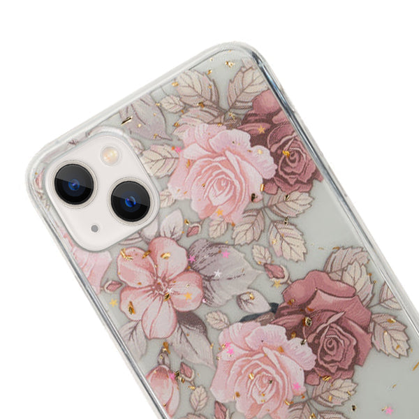 Flowers Gold Flakes Case IPhone 13 Mini