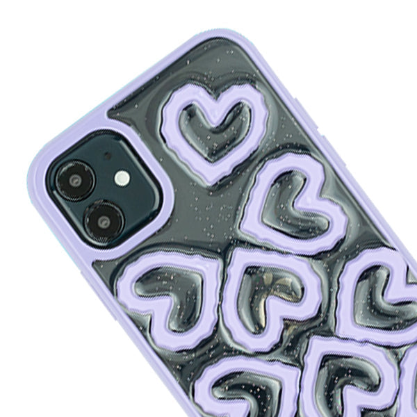 3D Hearts Purple Case Iphone 11 Mini