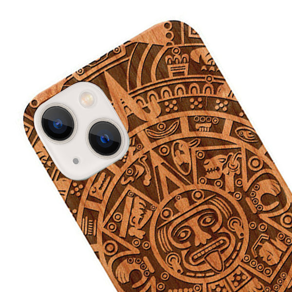 Mayan Calendar Aztec Wood Case Iphone 13 Mini