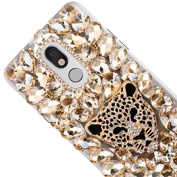 Handmade Cheetah Bling Gold Case LG Stylo 5