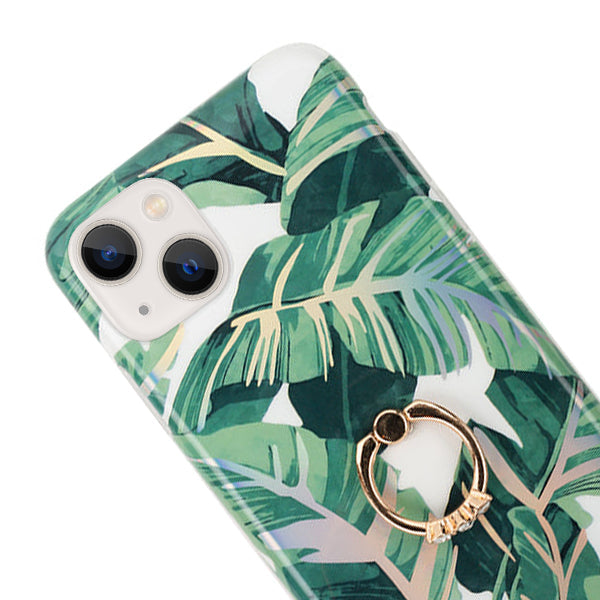 Green Leaves Ring Case IPhone 13 Mini