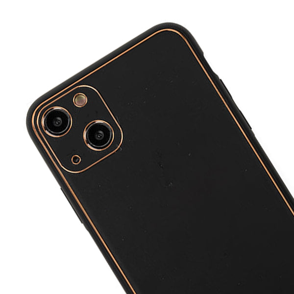 Leather Style Black Gold Case IPhone 13