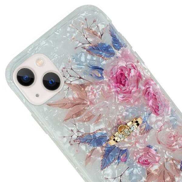 Flowers Pink Blue Ring Skin Iphone 13