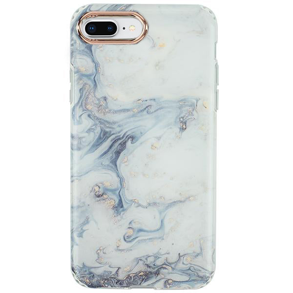 Marble Light Blue Swirl Rose Gold Trim Case Iphone 7/8 Plus