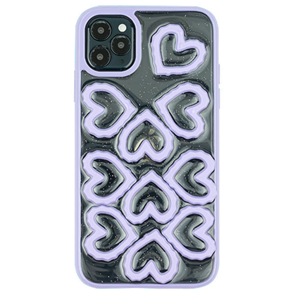3D Hearts Purple Case Iphone 12/12 Pro