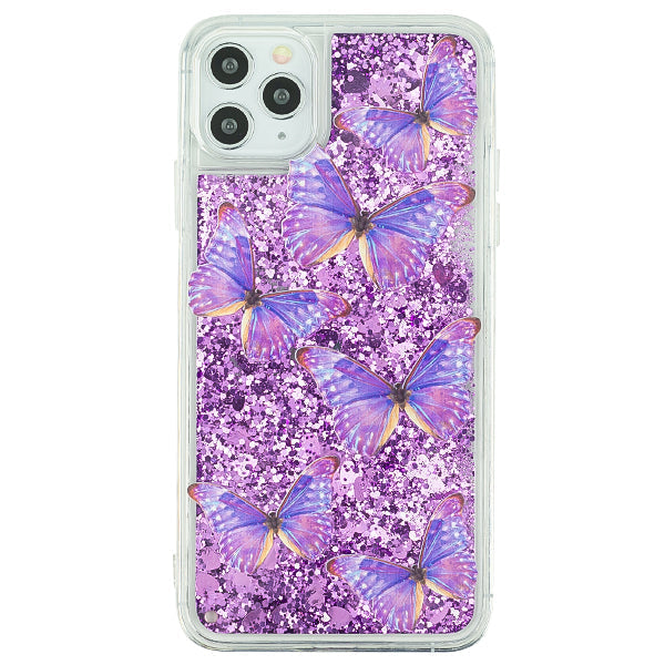 Butterflies Purple Liquid Case Iphone 13 Pro Max