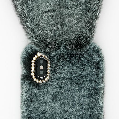 Bunny Fur Grey Case Iphone 10/X/XS - Bling Cases.com