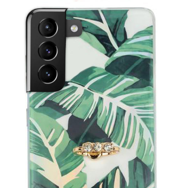 Green Leaves Ring Holder Case Samsung S22 Plus