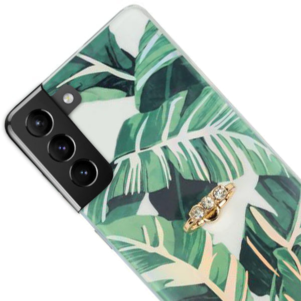 Green Leaves Ring Holder Case Samsung S22