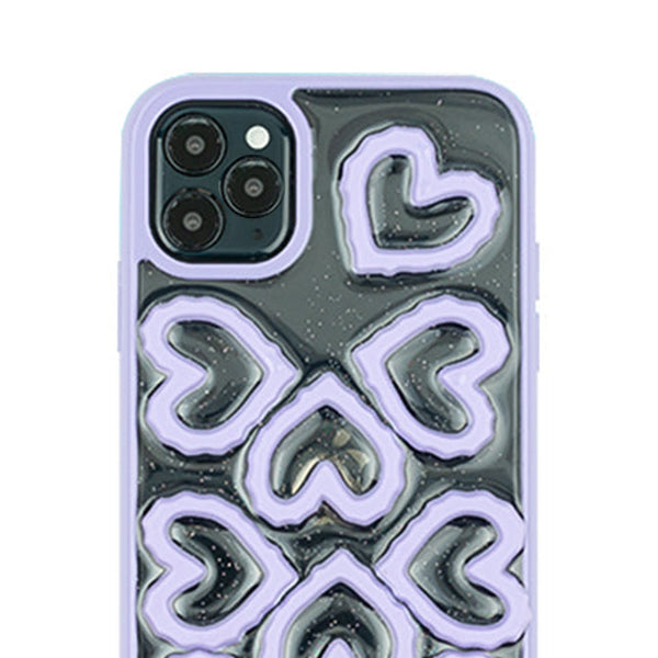 3D Hearts Purple Case Iphone 13 Pro Max