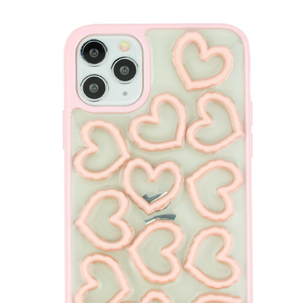 3D Hearts Pink Case Iphone 11 Pro