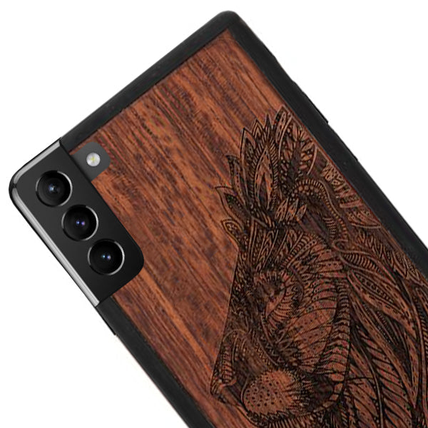 Lion Real Wood Case Samsung S22