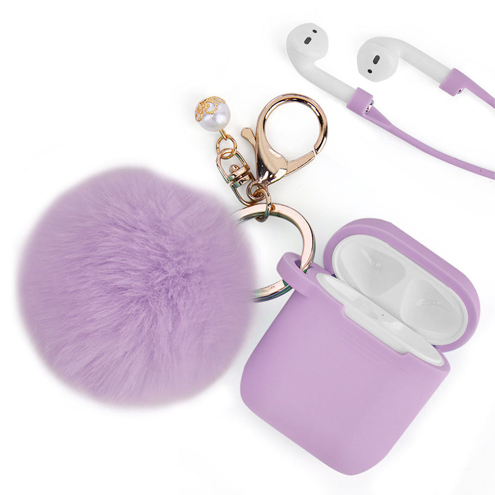 Furry Ball Purple Airpods 1/2 - Bling Cases.com