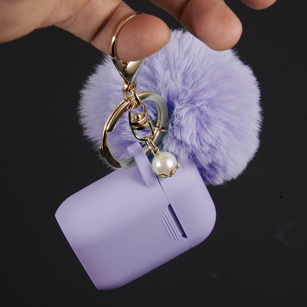 Furry Ball Purple Airpods 1/2 - Bling Cases.com