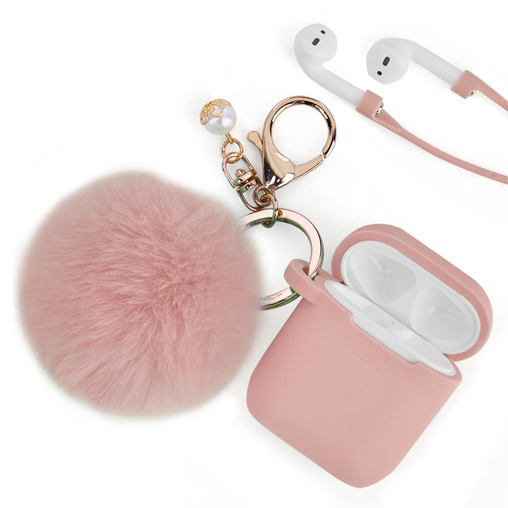 Furry Ball Pink Airpods 1/2 - Bling Cases.com