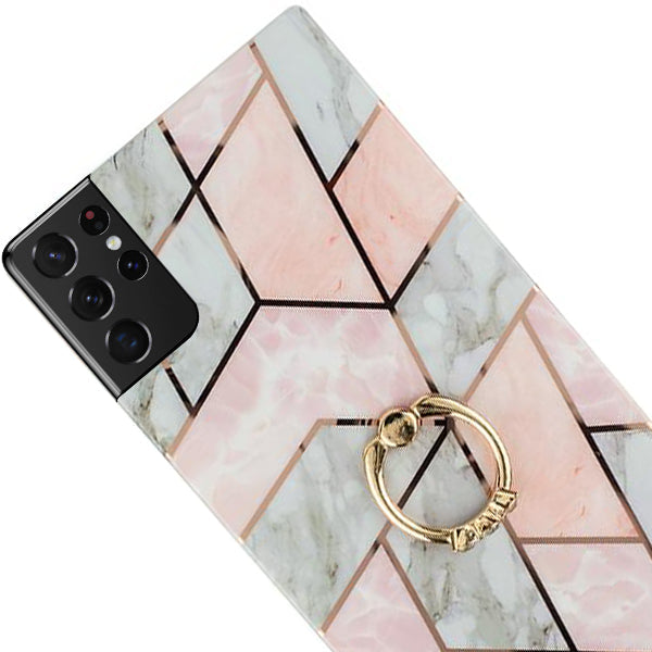 Marble Pink White Samsung S21 Ultra