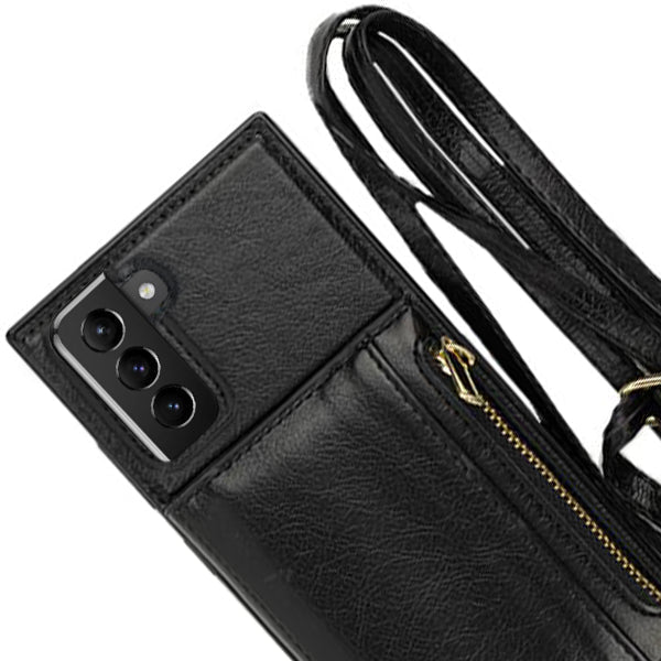 Crossbody Card Case Wallet Black Samsung S22