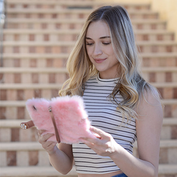 Fur Detachable Wallet Light Pink Samsung S20 Ultra